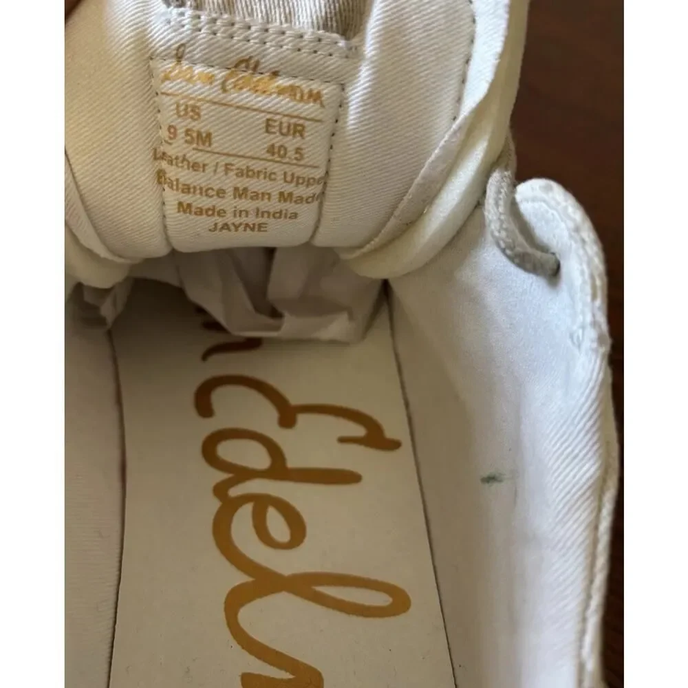 Sam Edelman Jayne Washed Palm/Linen/White Lace Up Low Sneakers Women's Size 9.5